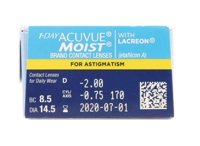 Johnson & Johnson Contact Lenses Acuvue Moist For Astigmatism (30 Lenses Box)